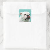 かわいい犬の白ブルドッグ スクエアシール (バッグ)