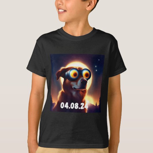 かわいい犬の皆既日食グラス Tシャツ (正面)