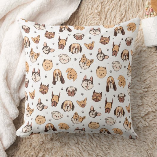 かわいい犬の種類のパターン クッション (ブランケット)