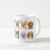かわいい犬の種類の水彩パターンマグカップ コーヒーマグカップ (正面右)