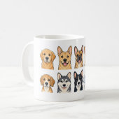かわいい犬の種類の水彩パターンマグカップ コーヒーマグカップ (正面左)