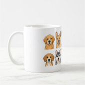 かわいい犬の種類の水彩パターンマグカップ コーヒーマグカップ (左)