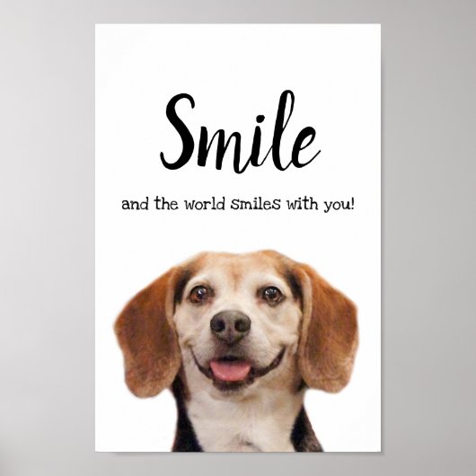 かわいい犬の笑顔の写真スマイル引用文ビーグル ポスター (正面)