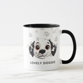 かわいい犬の笑顔マグカップ - 愛らしい幸せな仔犬のイラスト マグカップ