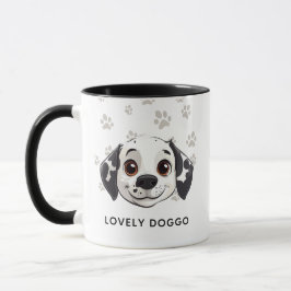 かわいい犬の笑顔マグカップ - 愛らしい幸せな仔犬のイラスト マグカップ