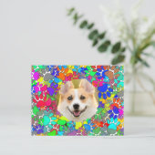かわいい犬の絵のパターン オーダーメイド ポストカード (スタンド正面)