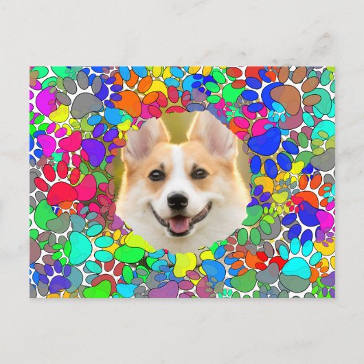 かわいい犬の絵のパターン オーダーメイド ポストカード (正面)