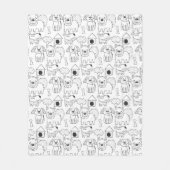 かわいい犬の線のパタ描ーン フリースブランケット (正面)
