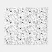 かわいい犬の線のパタ描ーン フリースブランケット (正面(横))