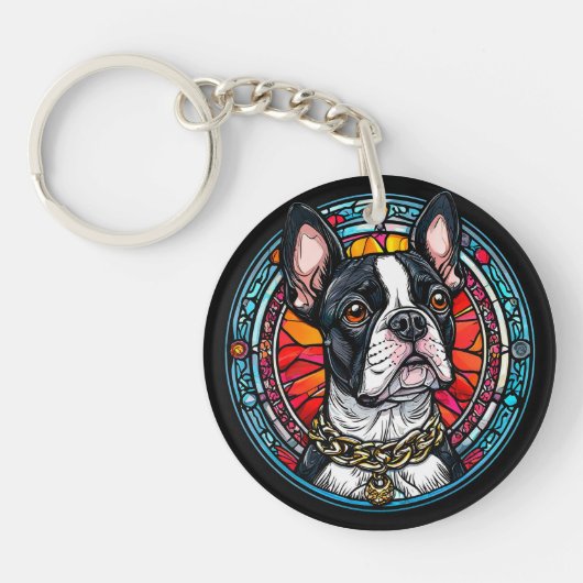 かわいい犬の肖像 キーホルダー (正面)