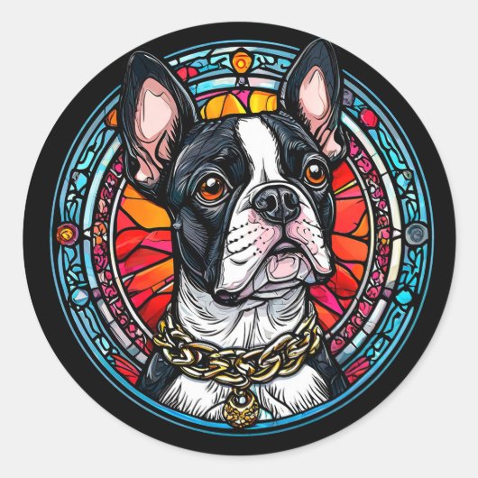 かわいい犬の肖像 ラウンドシール (正面)