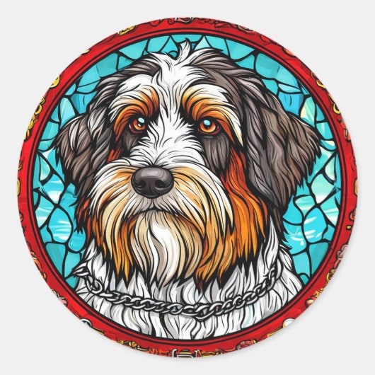 かわいい犬の肖像 ラウンドシール (正面)