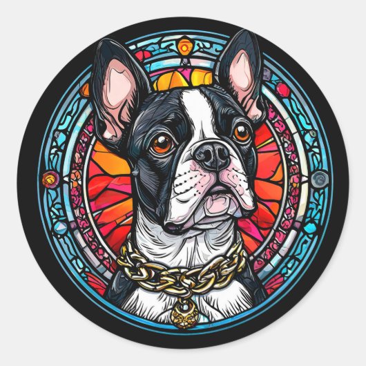 かわいい犬の肖像 ラウンドシール (正面)