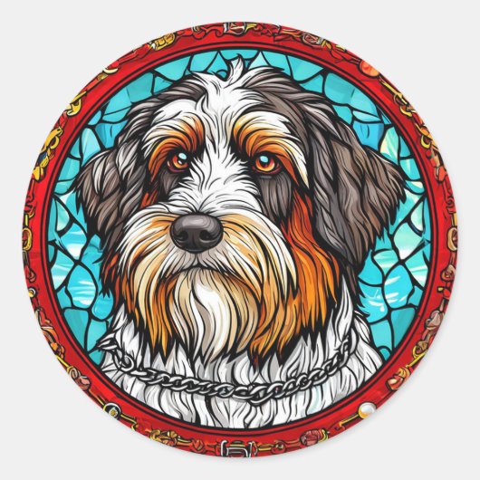 かわいい犬の肖像 ラウンドシール (正面)