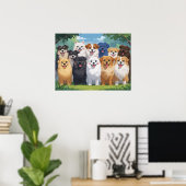 かわいい犬の背景 ポスター (ホームオフィス)