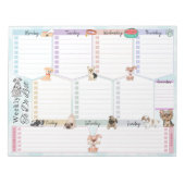 かわいい犬の色のテーマをリストす数々のる週ごと ノートパッド (正面)