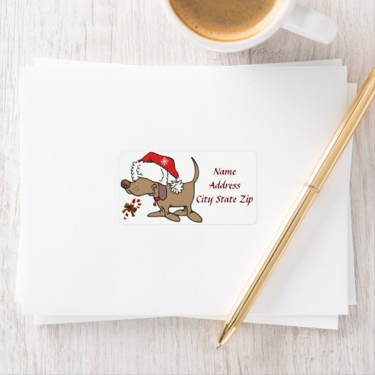 *かわいい犬の行ったクリスマス»住所 シール (インサイチュ)