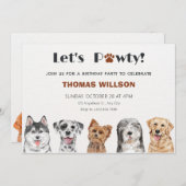 かわいい犬の誕生日をパワティにしよう 招待状 (正面/裏面)