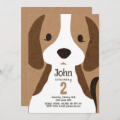 かわいい犬の誕生日カード、パーソナライズされた犬の誕生日 招待状 (正面/裏面)