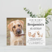 かわいい犬の誕生日パーティパピーカスタムペット写真 招待状 (スタンド正面)