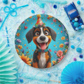 かわいい犬の誕生日パーティーお祝い楽しいスタイル 🎉 ペーパープレート (パーティー)