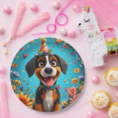 かわいい犬の誕生日パーティーお祝い楽しいスタイル 🎉 ペーパープレート (パーティー)