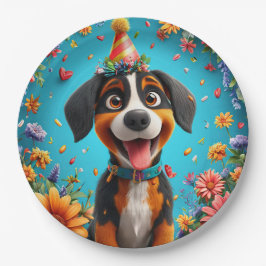 かわいい犬の誕生日パーティーお祝い楽しいスタイル 🎉 ペーパープレート
