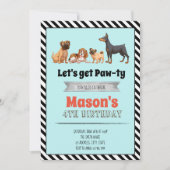 かわいい犬の誕生日パーティーの招待 招待状 (正面)