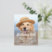 かわいい犬の誕生日パーティーペットフォト招待状 ポストカード (スタンド正面)