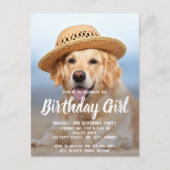 かわいい犬の誕生日パーティーペットフォト招待状 ポストカード (正面)