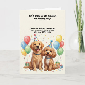 かわいい犬の誕生日パーティー カード