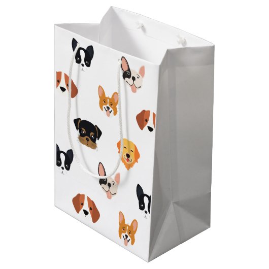 かわいい犬の誕生日パーティー ミディアムペーパーバッグ (裏面アングル)