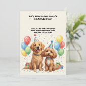 かわいい犬の誕生日パーティー 招待状 (スタンド正面)