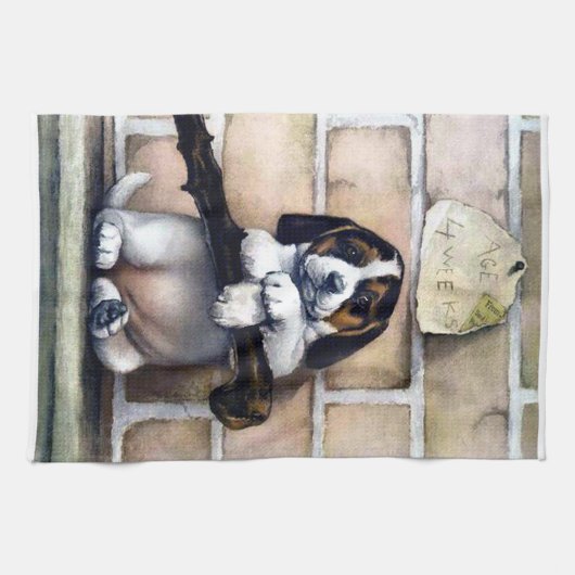 かわいい犬の販売かわいいヴィンテージイラストレーション キッチンタオル (横)