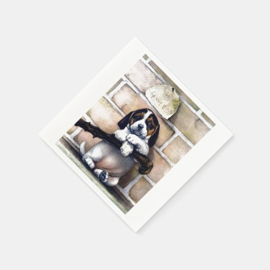 かわいい犬の販売かわいいヴィンテージイラストレーション スタンダードカクテルナプキン (角)