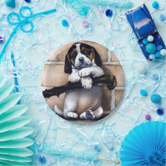 かわいい犬の販売かわいいヴィンテージイラストレーションbeagl ペーパープレート (パーティー)