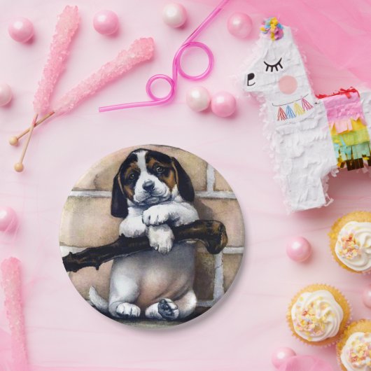 かわいい犬の販売かわいいヴィンテージイラストレーションbeagl ペーパープレート (パーティー)