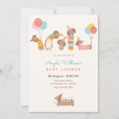 かわいい犬の赤ちゃんシャワー 招待状 (正面)