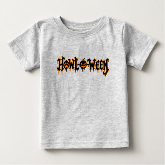 かわいい犬の足あとのかぼちゃのハロウィンベビー服 ベビーTシャツ