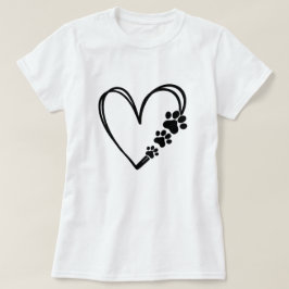 かわいい犬の足あとハートTシャツペット愛好家へのギフト Tシャツ