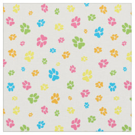 かわいい犬の足が手のパタカラフルーンをプリント ファブリック