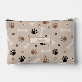 かわいい犬の足と骨のパターンと名前をカスタムする アクセサリーポーチ (裏面)