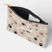 かわいい犬の足と骨のパターンと名前をカスタムする アクセサリーポーチ (見開き)