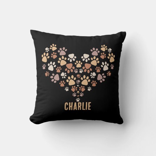 かわいい犬の足のハート動物の犬の足の恋人 クッション (正面)