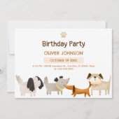 かわいい犬の足のペットの誕生日 招待状 (正面)