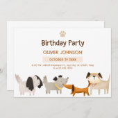 かわいい犬の足のペットの誕生日 招待状 (正面/裏面)