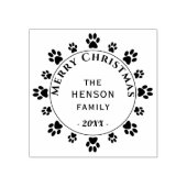 かわいい犬の足の家族メリークリスマス ラバースタンプ (インプリント)