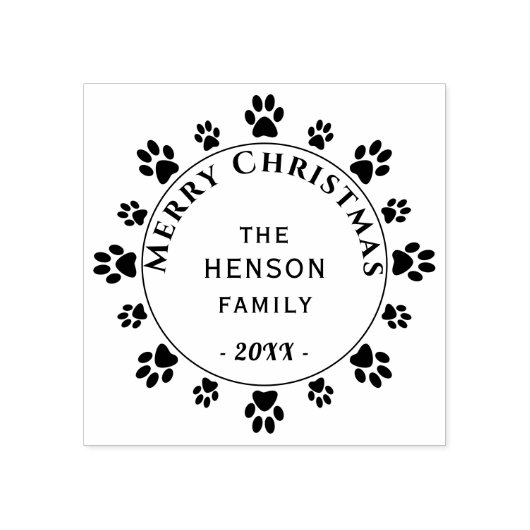 かわいい犬の足の家族メリークリスマス ラバースタンプ (インプリント)