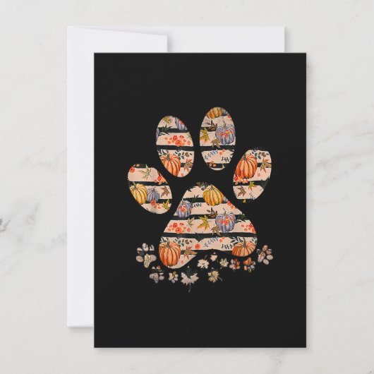 かわいい犬の足の形のカボチャ 秋 オータム サンクスギビング 犬 招待状 (正面)