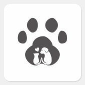 かわいい犬の足の愛ステッカーシート スクエアシール (正面)